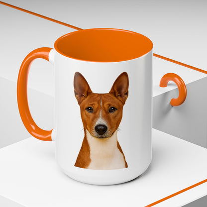 Basenji Head 2-Tone Coffee Mug