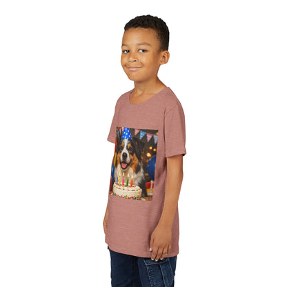 Birthday Buddy Aussie Youth Unisex Short Sleeve Crewneck Tee