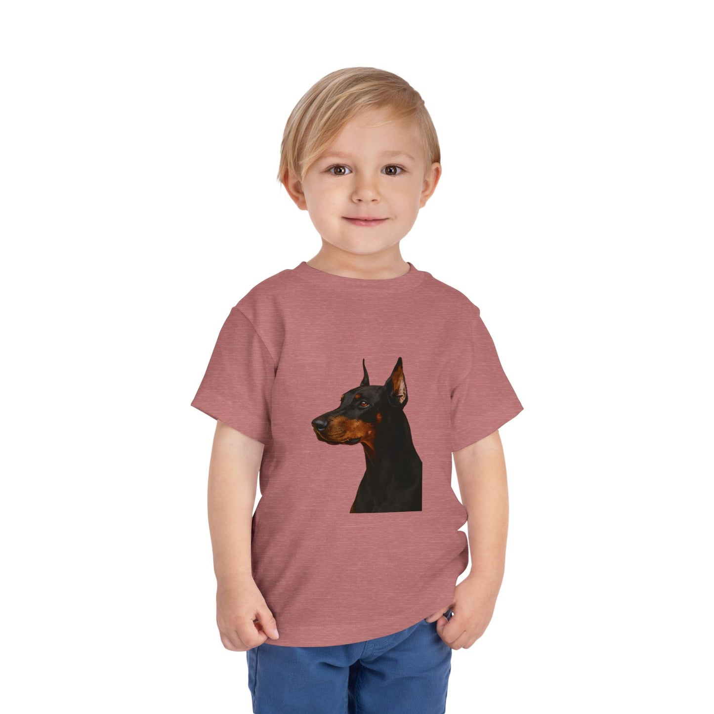 Doberman Head Toddler Unisex Short Sleeve Crewneck Tee