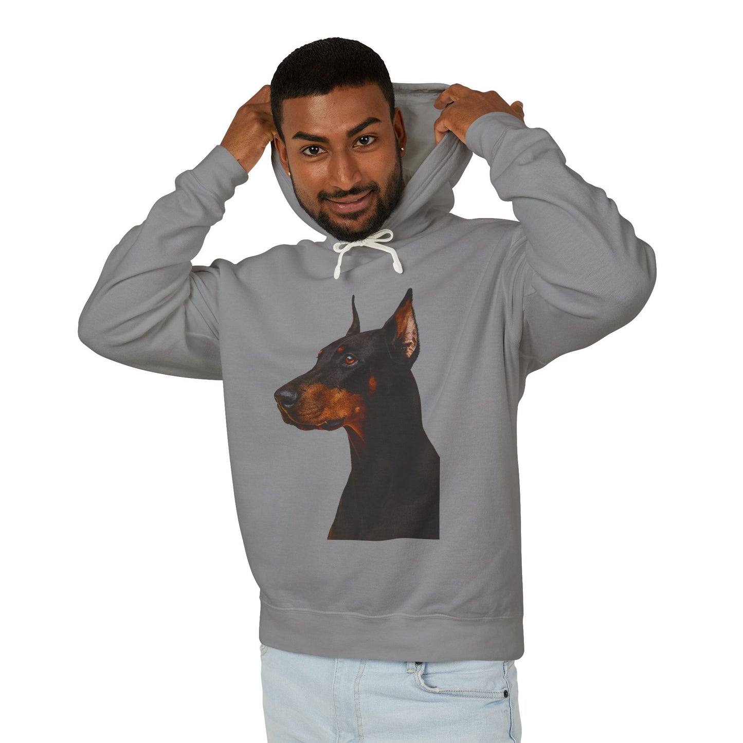 Doberman Head Unisex Lightweight Hoodie
