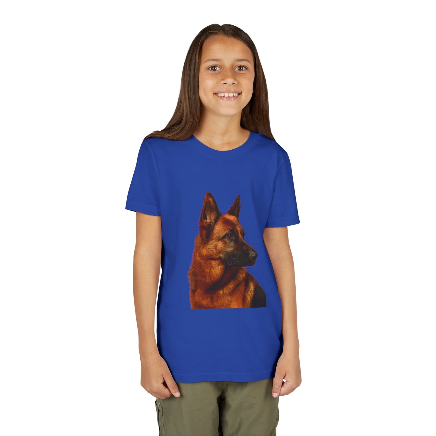 German Shepherd Head Youth Unisex Short Sleeve Crewneck Tee