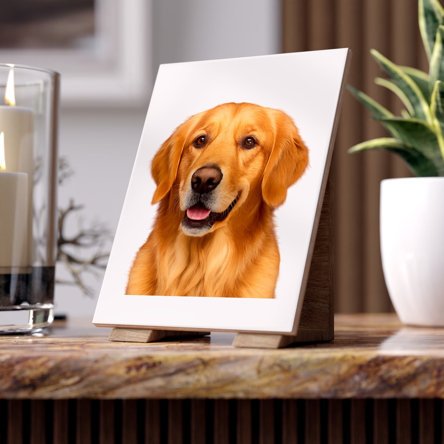 Golden Head Ceramic Photo Tile