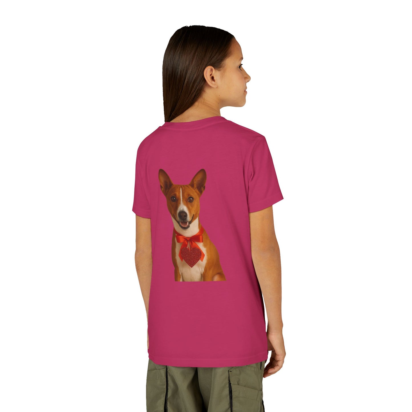 Cupid's Companion Basenji Youth Unisex Short Sleeve Crewneck Tee