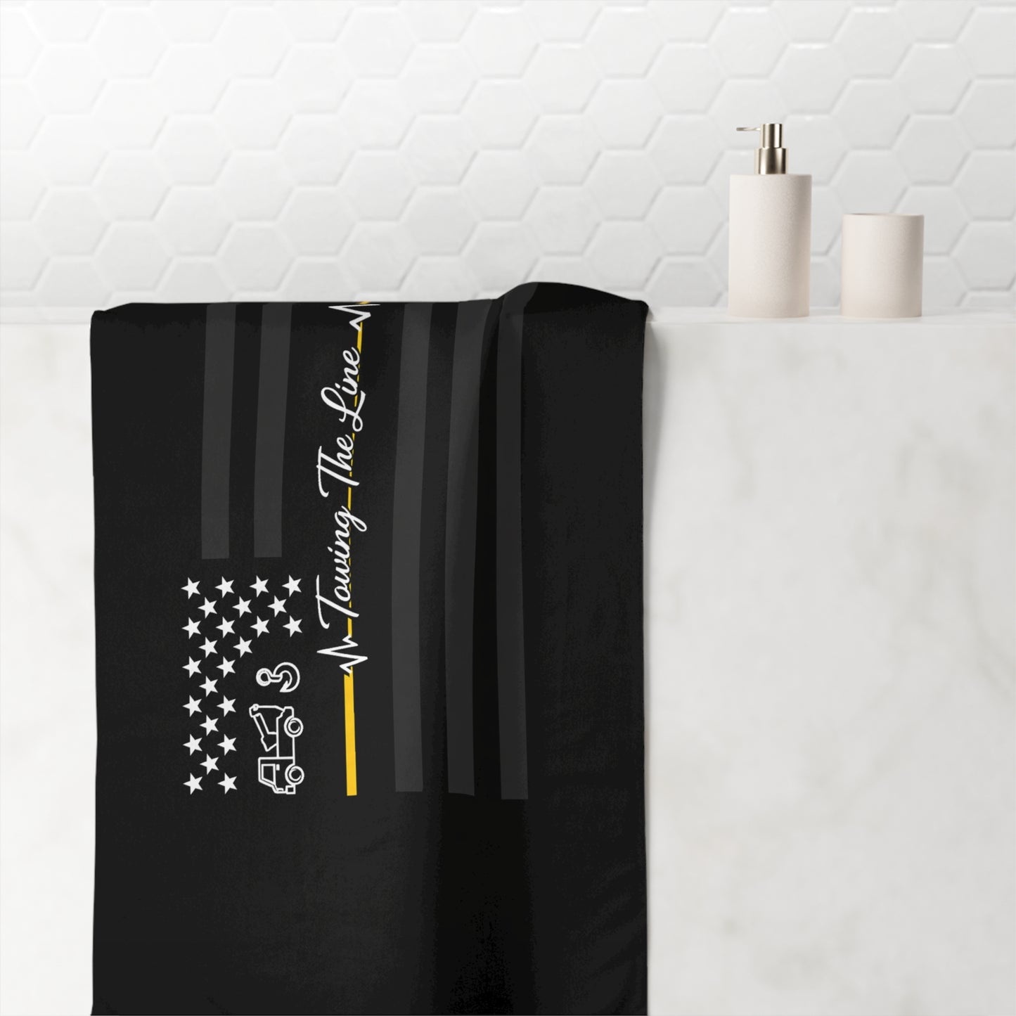 Thin Yellow Line Mink-Cotton  Beach Towel