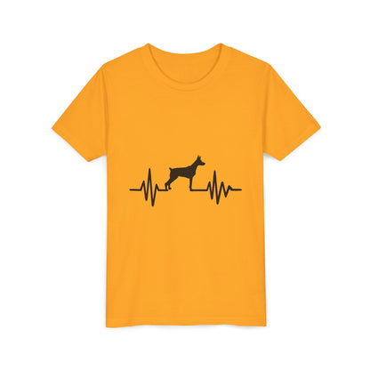 My Heart Beats For Dobermans Youth Unisex Short Sleeve Crewneck Tee
