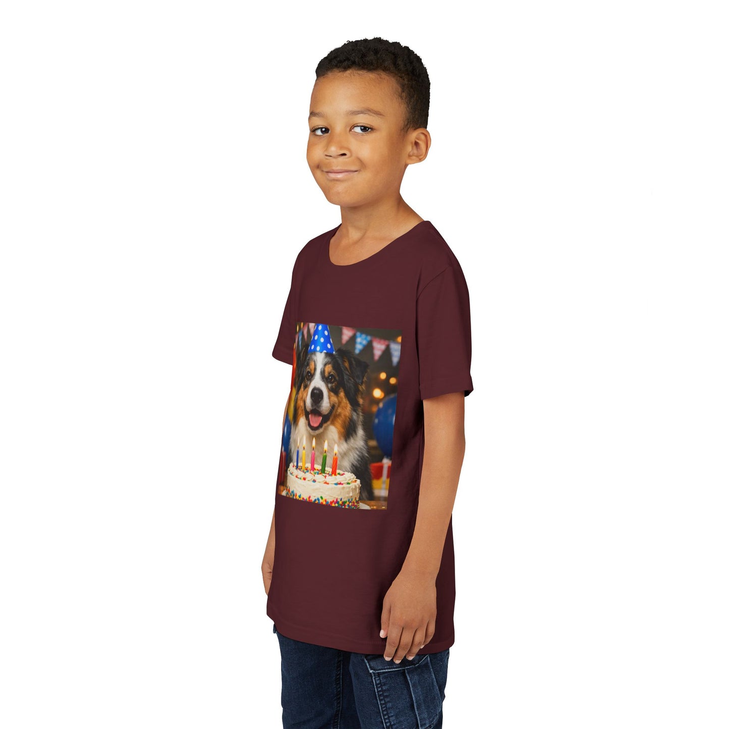 Birthday Buddy Aussie Youth Unisex Short Sleeve Crewneck Tee