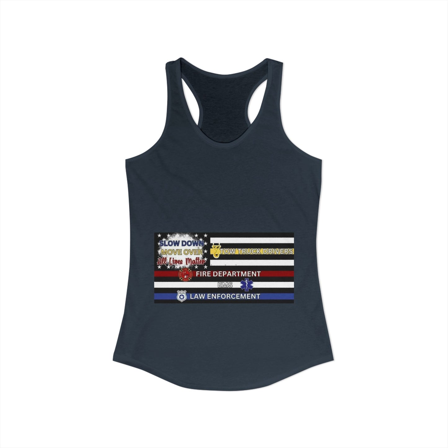 Slow Down Move Over Flag Women's Racerback Tank