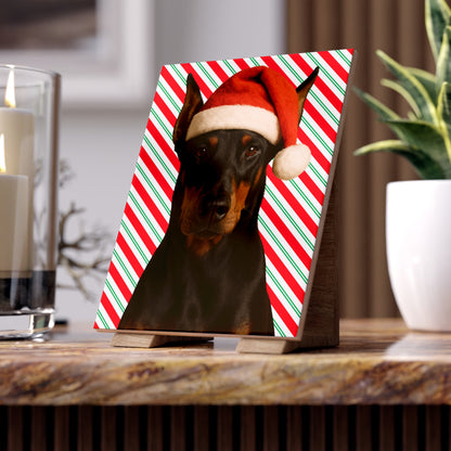 Santa Paws Doberman Ceramic Photo Tile