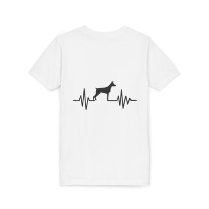My Heart Beats For Dobermans Youth Unisex Short Sleeve Crewneck Tee