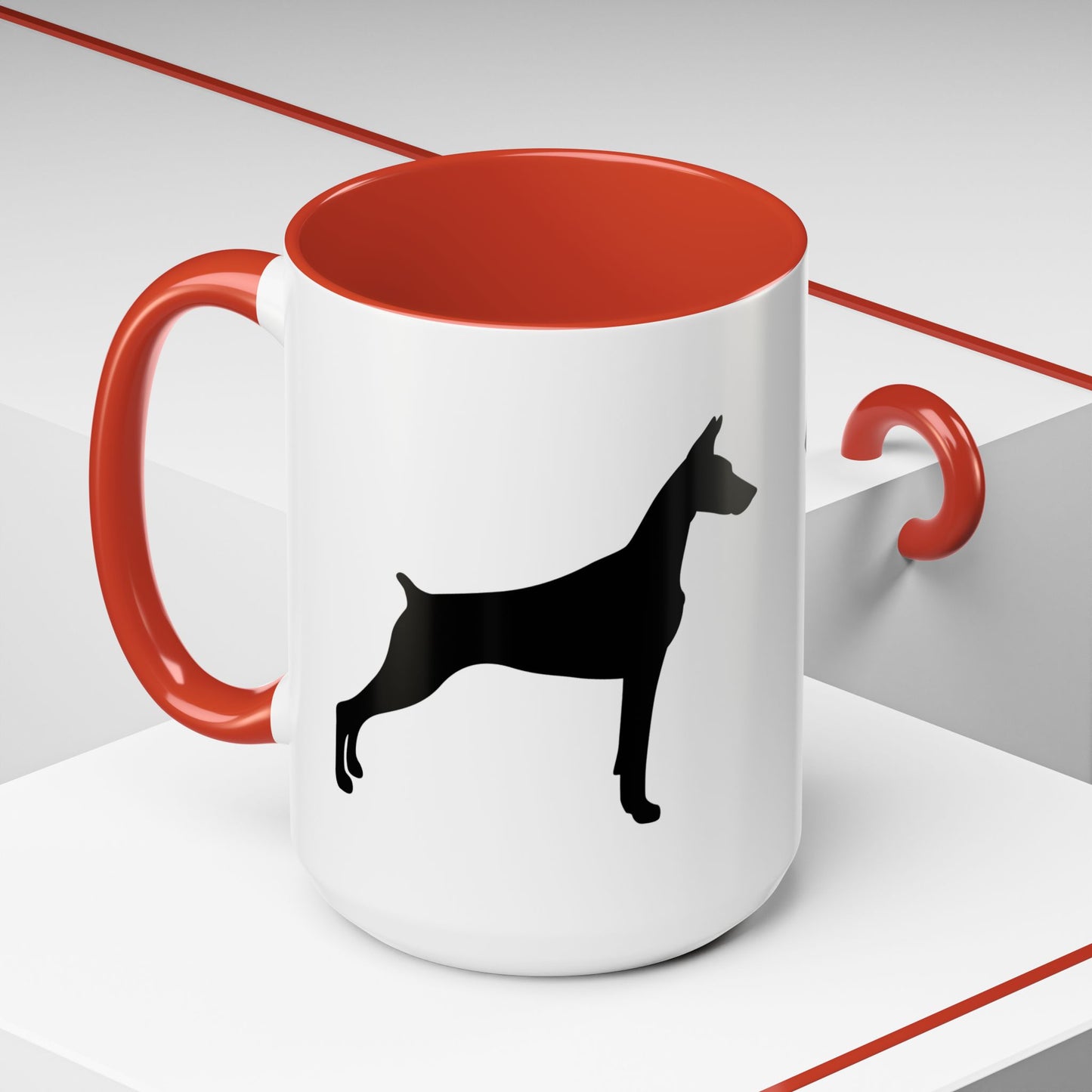 Doberman Silhouette 2-Tone Coffee Mug