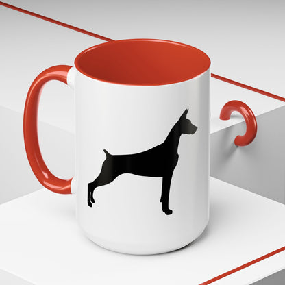 Doberman Silhouette 2-Tone Coffee Mug