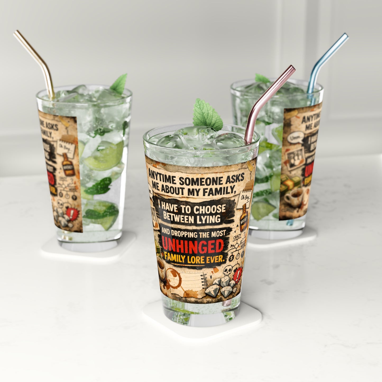 Unhinged Family Drinking Glass