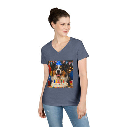 Birthday Buddy Aussie Women's V-Neck T-Shirt