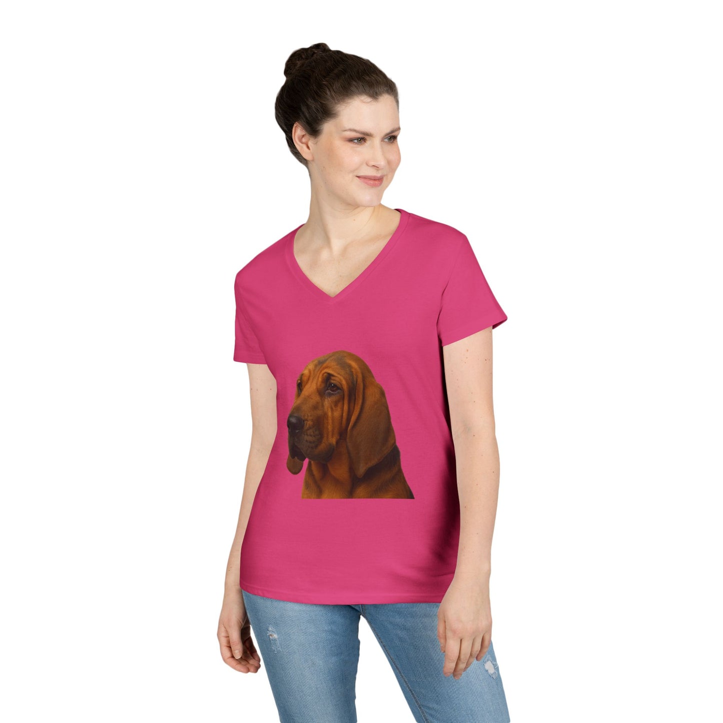 Bloodhound Head Women's V-Neck T-Shirt
