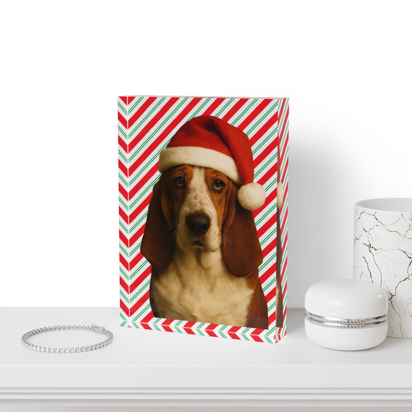 Santa Paws Basset Acrylic Photo Block