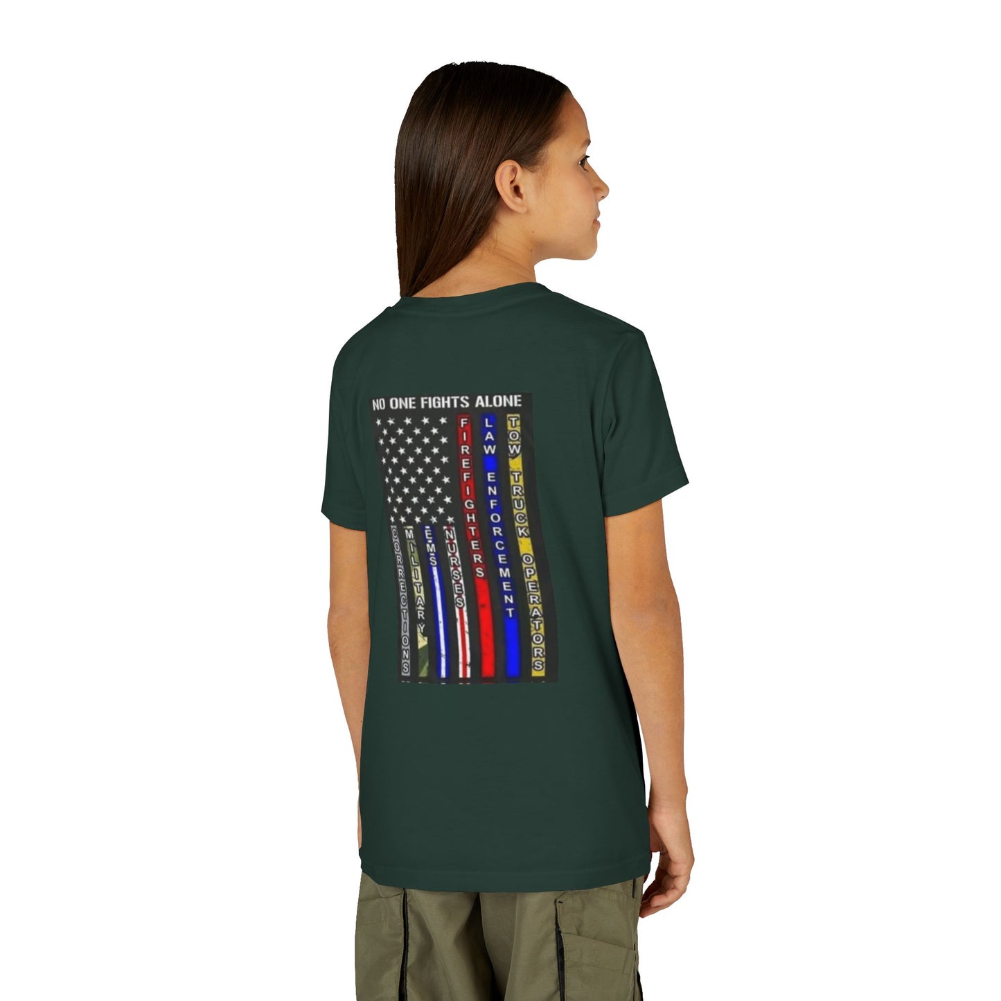 No One Fights Alone Youth Unisex Short Sleeve Crewneck Tee