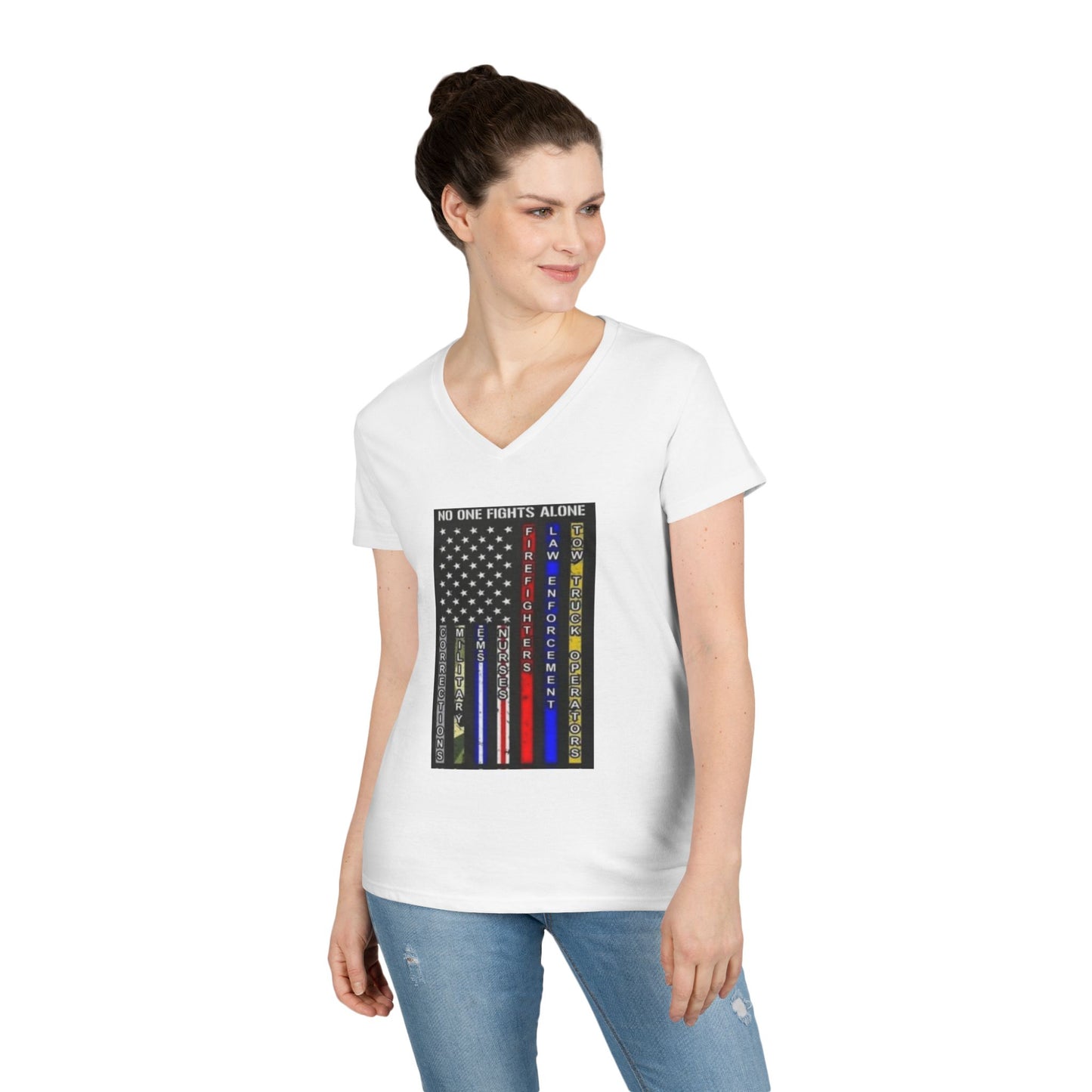 No One Fights Alone Women's V-Neck T-Shirt