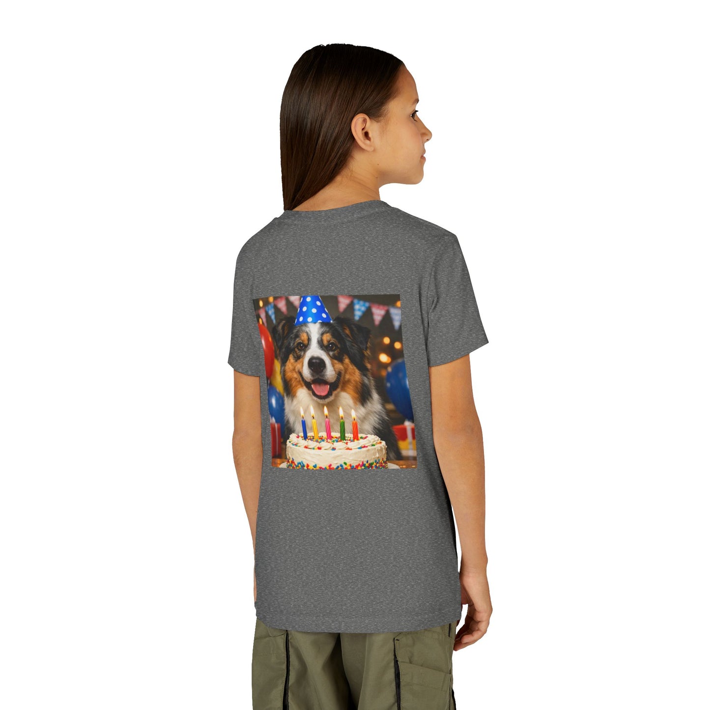 Birthday Buddy Aussie Youth Unisex Short Sleeve Crewneck Tee
