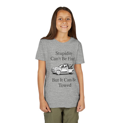 Stupidity Wheel Lift Tow Truck Youth Unisex Short Sleeve Crewneck Tee