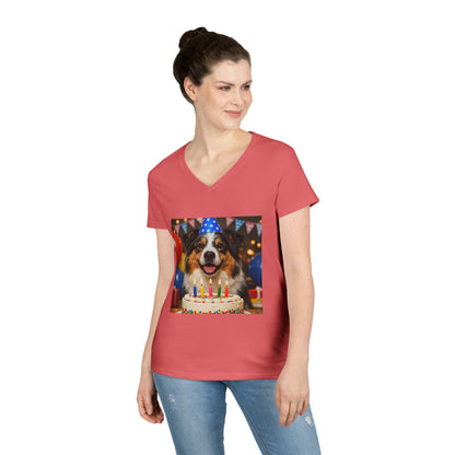 Birthday Buddy Aussie Women's V-Neck T-Shirt