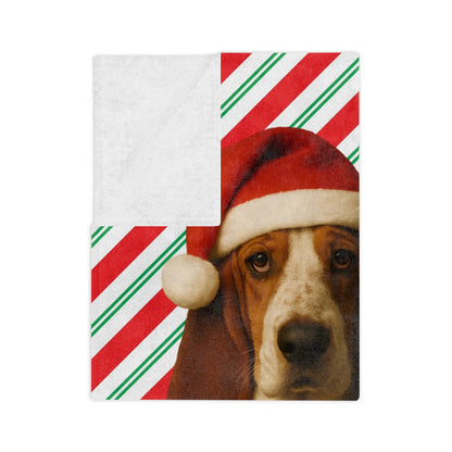 Santa Paws Basset Velveteen Microfiber Blanket