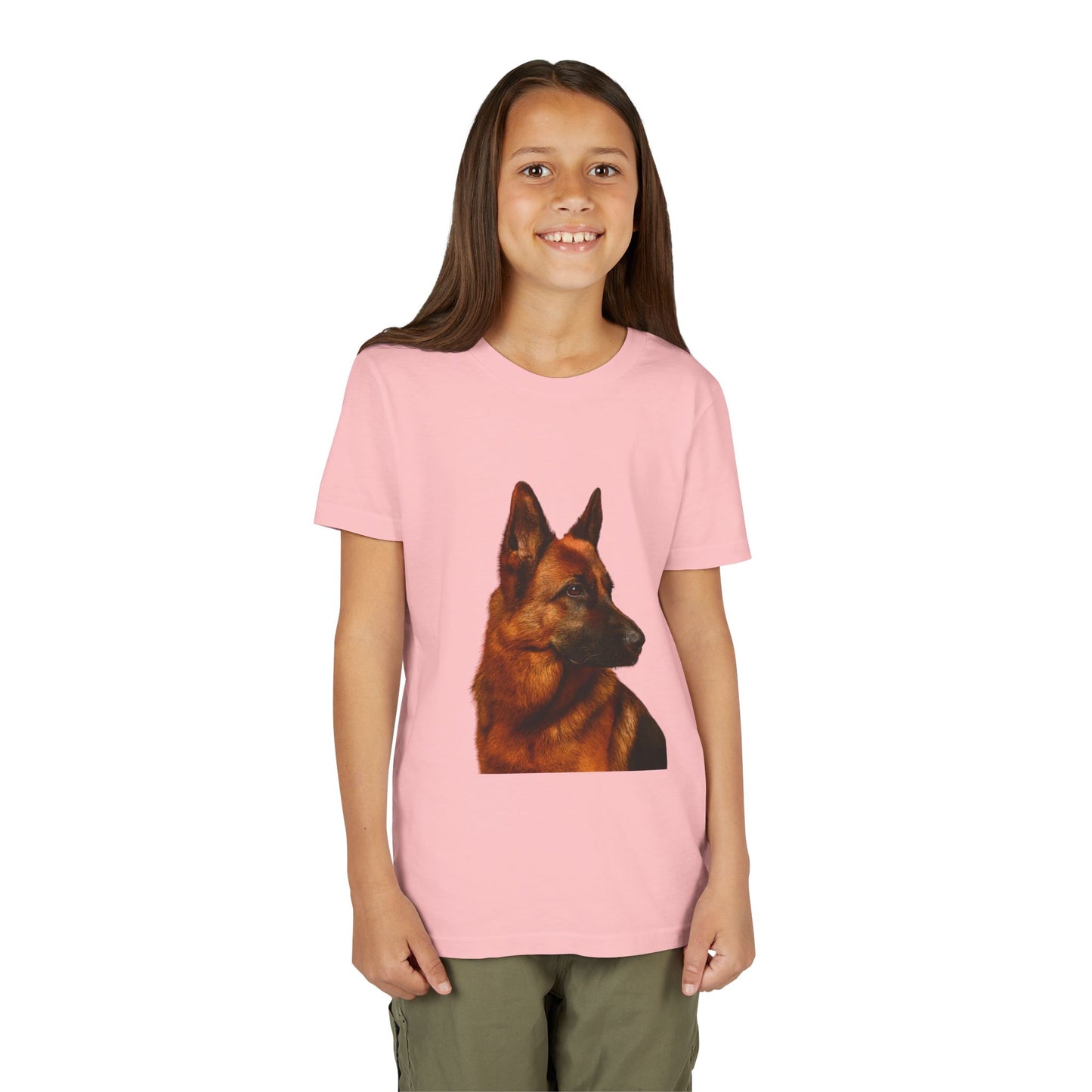 German Shepherd Head Youth Unisex Short Sleeve Crewneck Tee