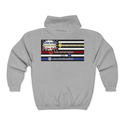 Slow Down Move Over Flag Unisex Full Zip Hoodie