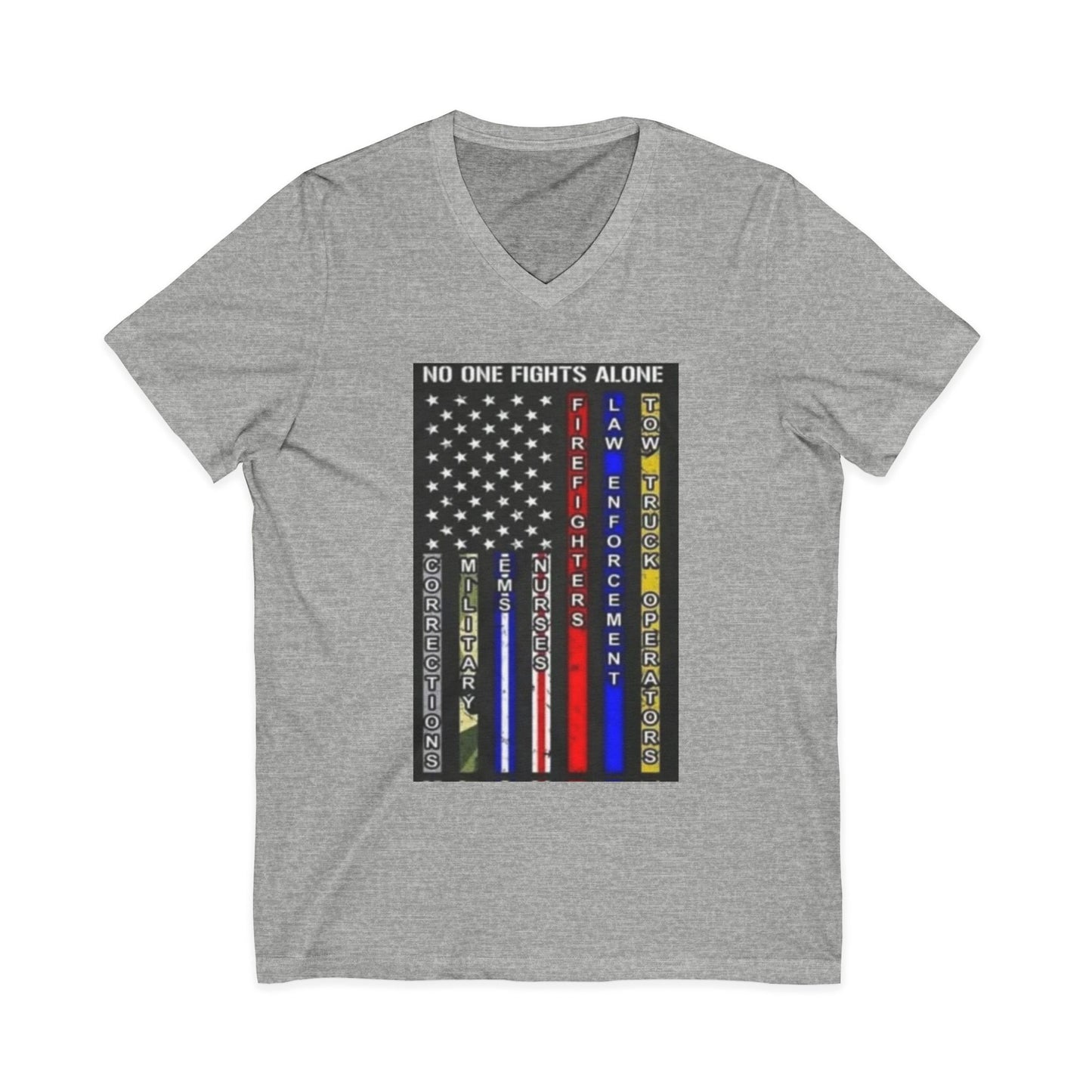 No One Fights Alone Unisex Short Sleeve V-Neck Tee