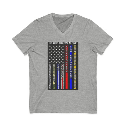 No One Fights Alone Unisex Short Sleeve V-Neck Tee