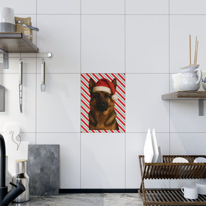 Santa Paws German Shepherd Ceramic Photo Tile