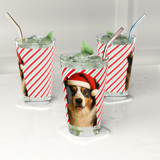 Santa Paws Aussie Drinking Glass
