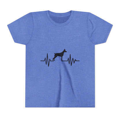 My Heart Beats For Dobermans Youth Unisex Short Sleeve Crewneck Tee
