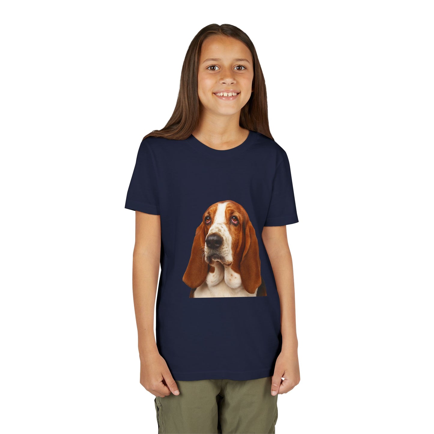 Basset Head Youth Unisex Short Sleeve Crewneck Tee
