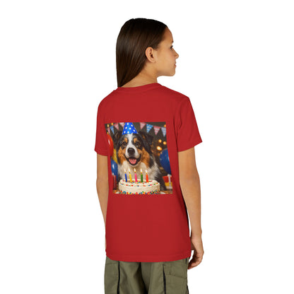 Birthday Buddy Aussie Youth Unisex Short Sleeve Crewneck Tee