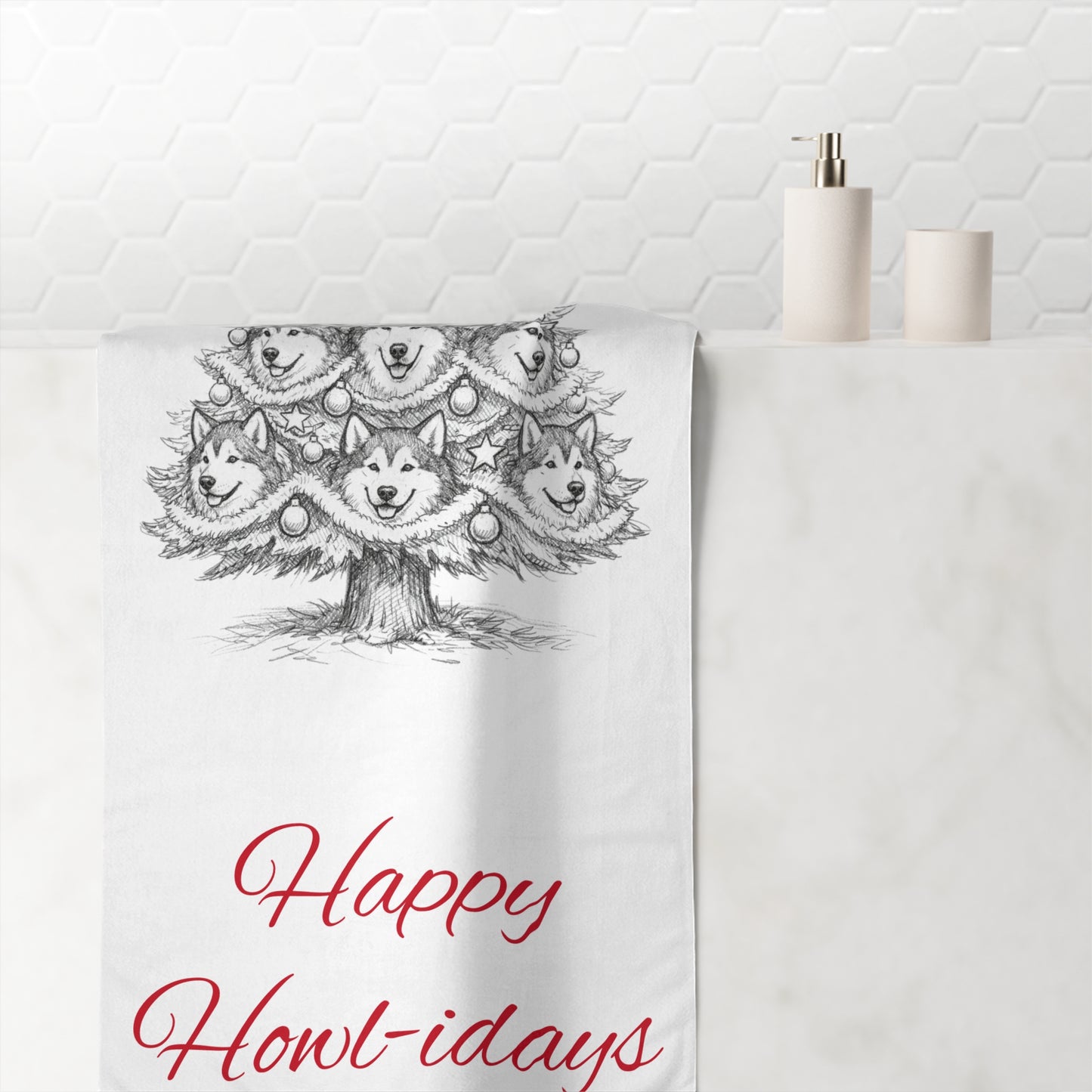 Happy Howl-idays Mink-Cotton  Beach Towel