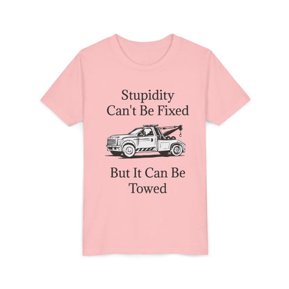 Stupidity Wheel Lift Tow Truck Youth Unisex Short Sleeve Crewneck Tee