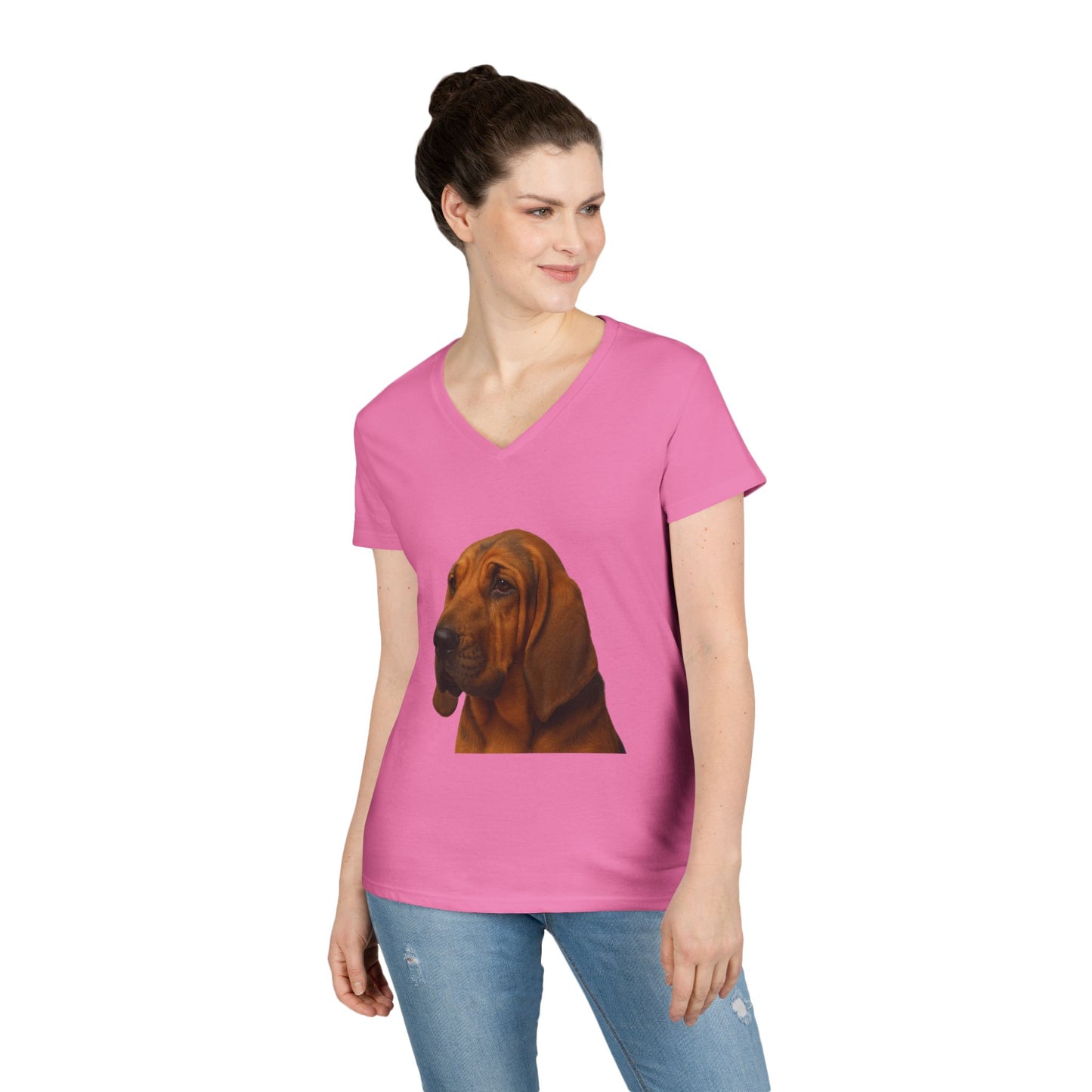 Bloodhound Head Women's V-Neck T-Shirt