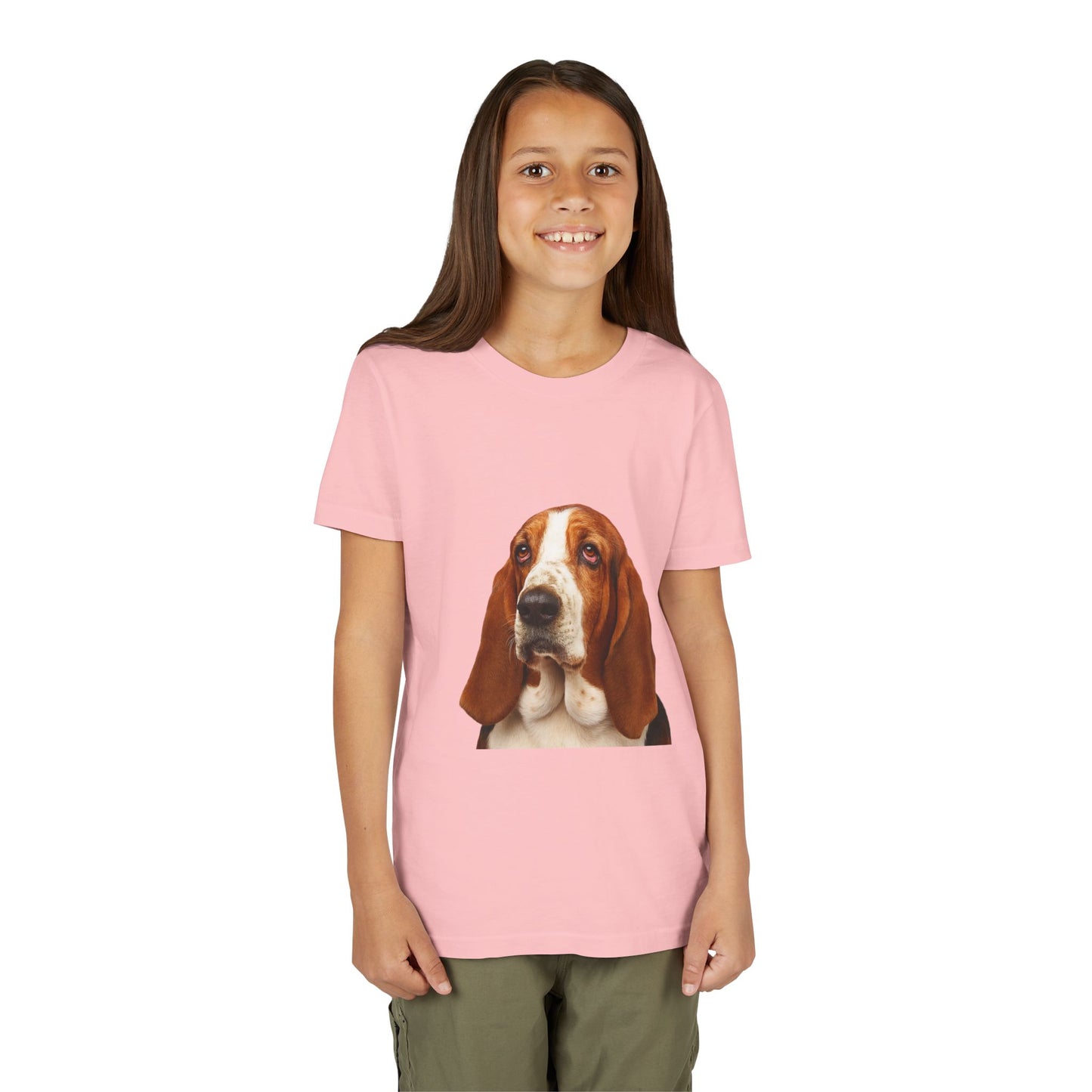 Basset Head Youth Unisex Short Sleeve Crewneck Tee