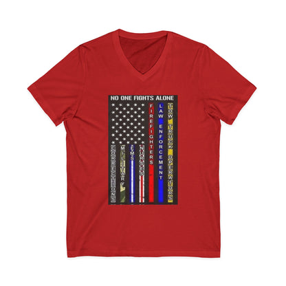 No One Fights Alone Unisex Short Sleeve V-Neck Tee
