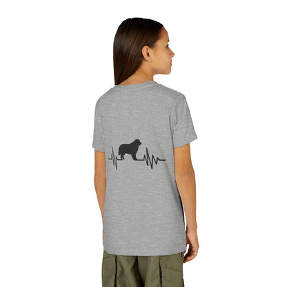 My Heart Beats For Newfies Youth Unisex Short Sleeve Crewneck Tee