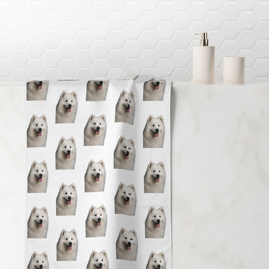 Samoyed Head Mink-Cotton  Beach Towel
