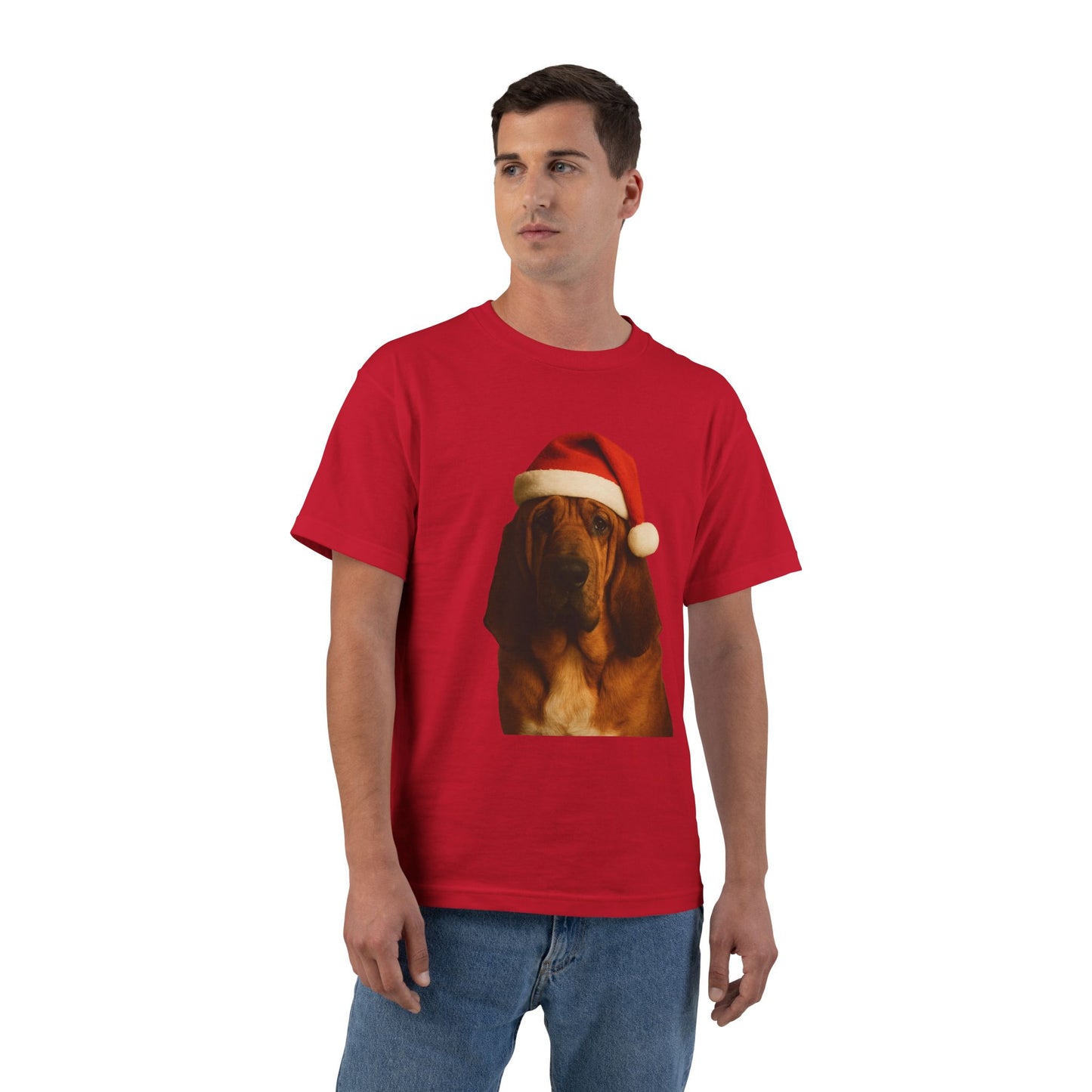 Santa Paws Bloodhound Men's Short-Sleeve Crewneck Tee