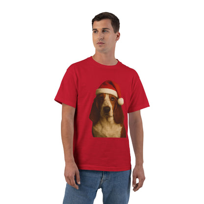 Santa Paws Basset Men's Short-Sleeve Crewneck Tee