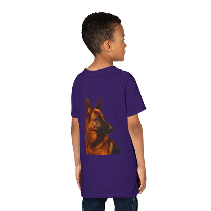 German Shepherd Head Youth Unisex Short Sleeve Crewneck Tee
