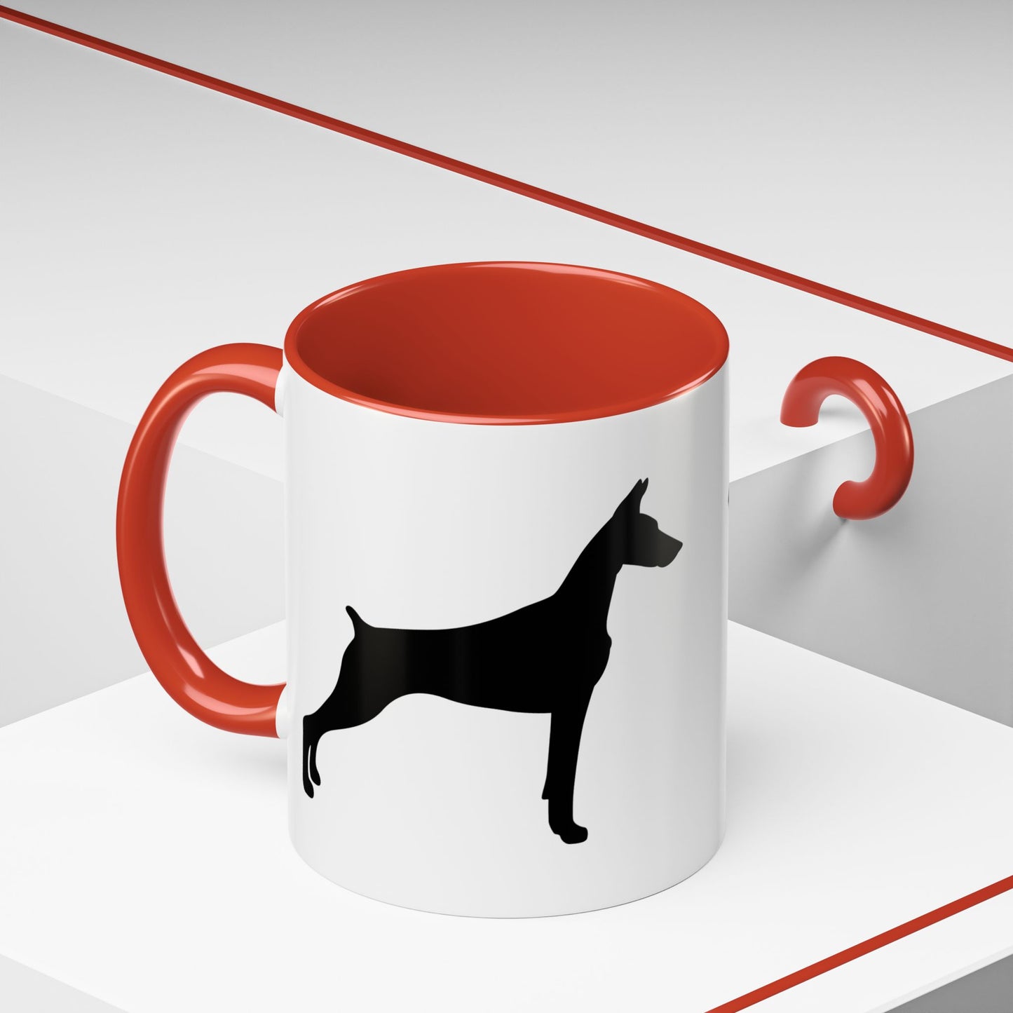 Doberman Silhouette 2-Tone Coffee Mug