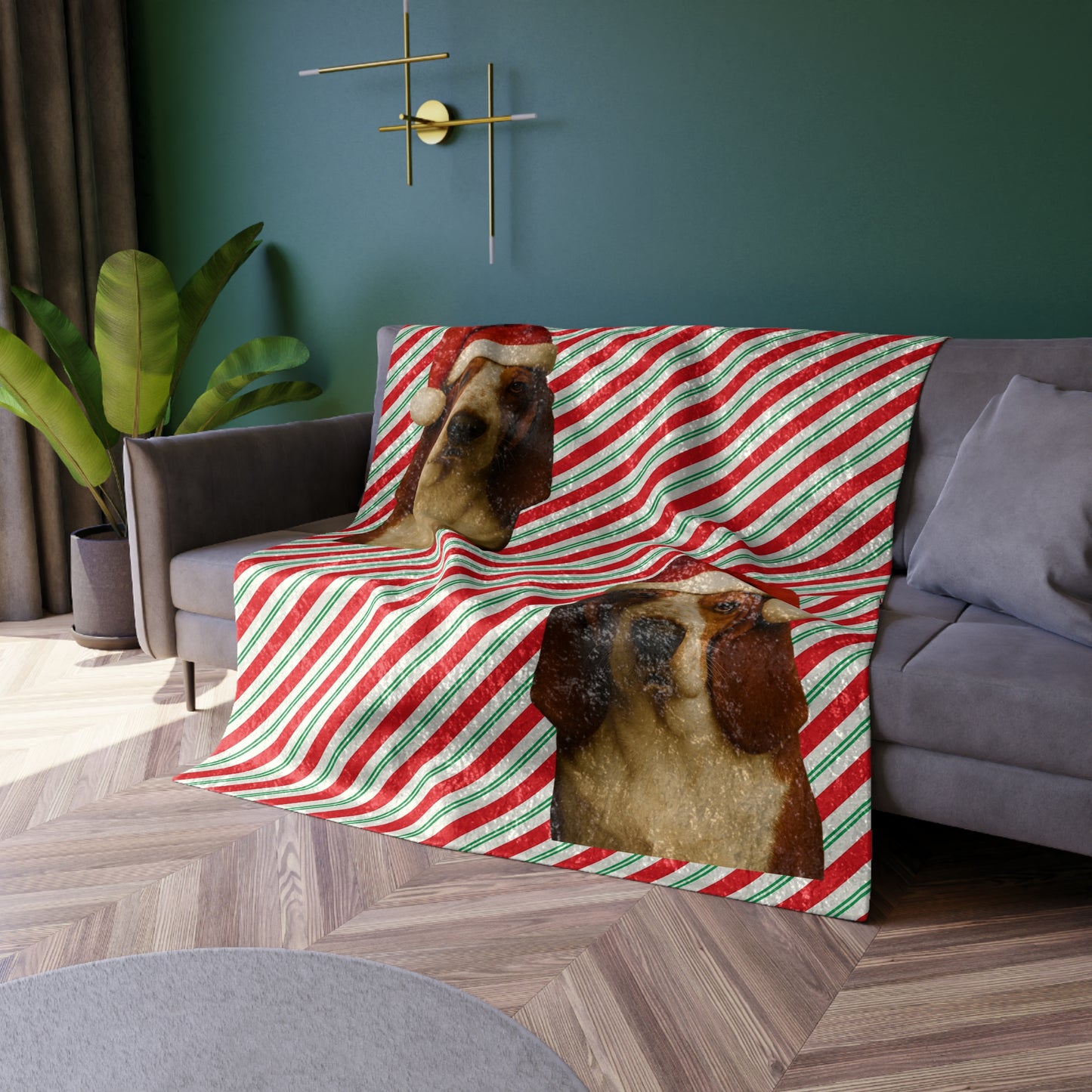 Santa Paws Basset Crushed Velvet Blanket