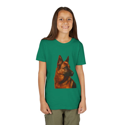 German Shepherd Head Youth Unisex Short Sleeve Crewneck Tee