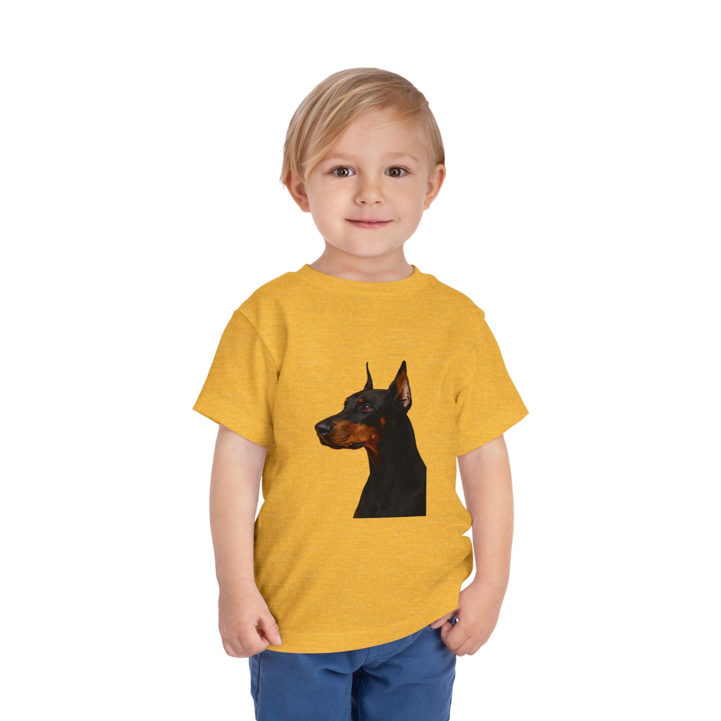 Doberman Head Toddler Unisex Short Sleeve Crewneck Tee
