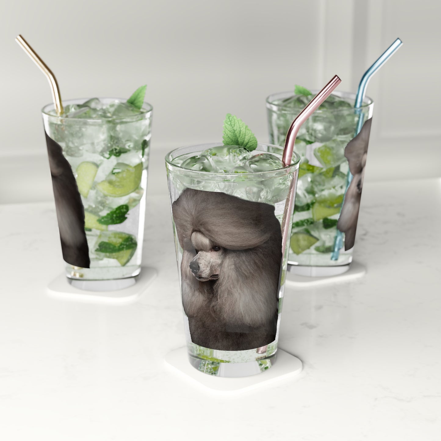 Poodle Head Drinking Glass