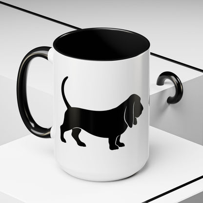 Basset Silhouette 2-Tone Coffee Mug